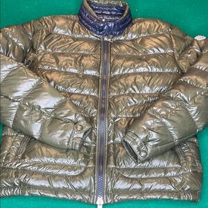 Moncler boys (XL) Womens (S)Metallic Green and Navy Puffer Jacket